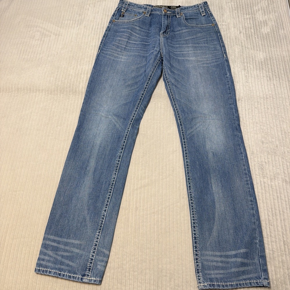 34x38 Rock & Roll Tuf Cooper Straight Jeans Regular Straight Leg Med Wash Cowboy